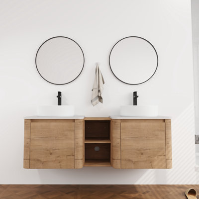 Meuble-lavabo double 60 po avec comptoir en quartz