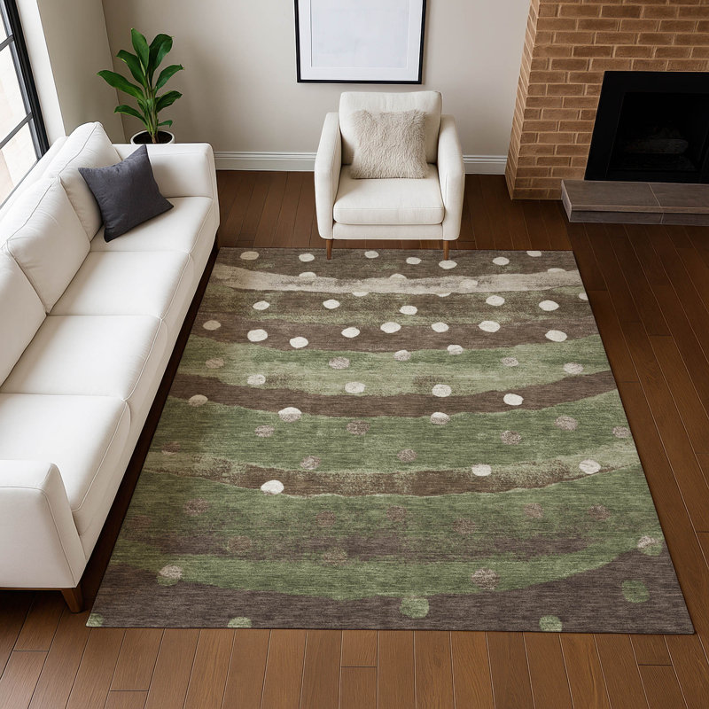 Tapis intérieur / extérieur lavable à la machine Chantille ACN2696, Olive, 10 pi x 14 pi