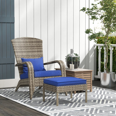 Dark Blue Chair With , Large Seat Outdoor For Deck, Backyard, Front Yard, Garden, Patio, High-Back & Comfortable In Blue,