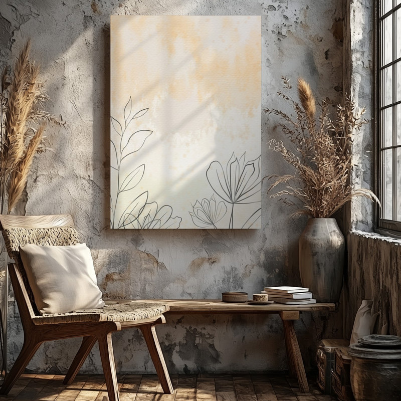 Toile, création d'une œuvre d'art numérique sereine et minimaliste avec un fond de dégradé d'art mural doux transitionnel de pêche pâle à toile