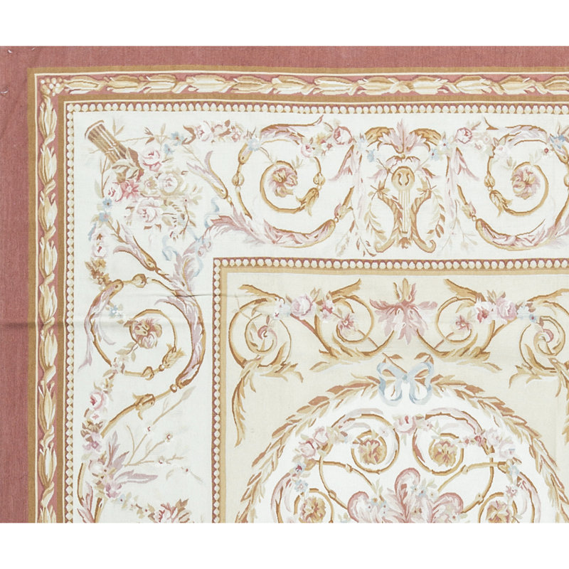 Tapis doré et ivoire de haute qualité noué à la main