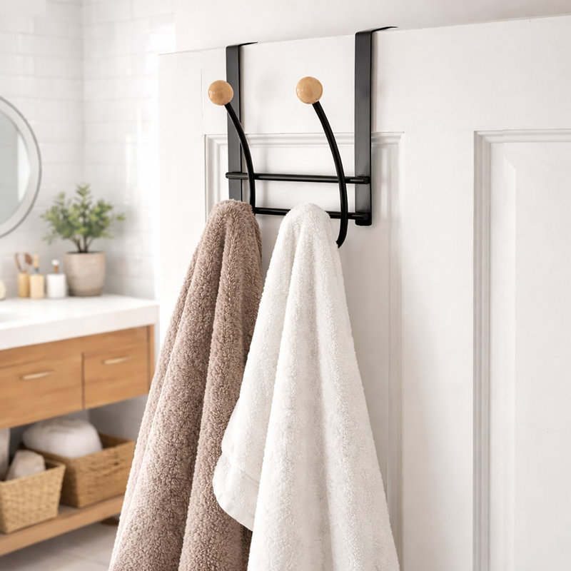 Support à suspendre au-dessus de la porte avec 4 extrémités sphériques, Satin Black/Yellow
