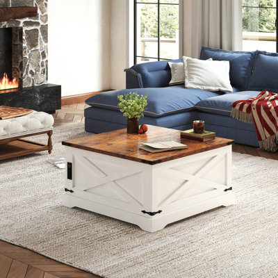 Daphie Coffee Table with Storage, Central Table for Living Room, Wood Coffee Table with Large Hidden Storage by August Grove