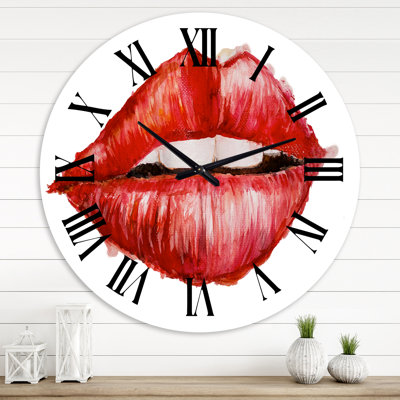 Valentines Day Red Woman Lips - horloge murale moderne