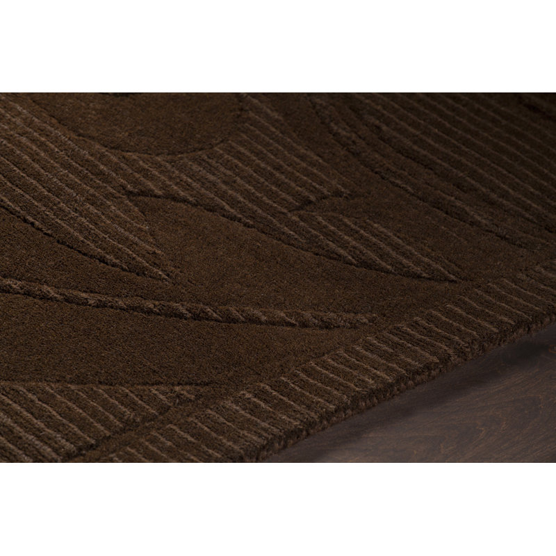 Loocho Authentic Hand-Tufted Handmade Chocolate & Beige Modern Geometric Ribbed Wool Area Rug, Rectangle 5' x 7'6"