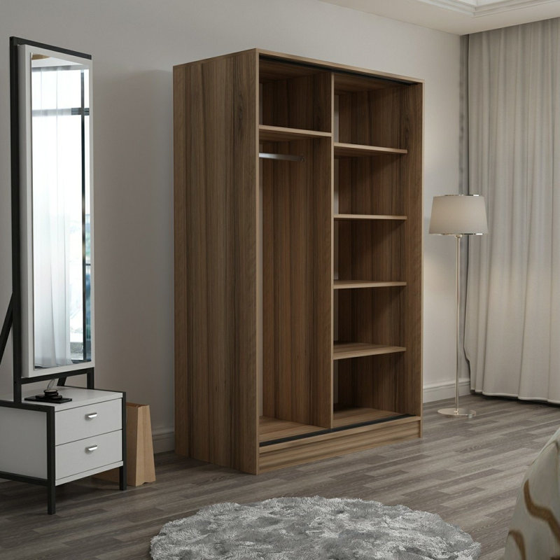 Élégante armoire de rangement couleur chêne et pierre, 47,2 po x 74,8 po x 20,5 po | 100% panneau de particules enduit de mélamine, épaisseur de 0,7 pouce | Capacité de 5 lb, parfaite pour ranger des vêtements dans des espaces modernes
