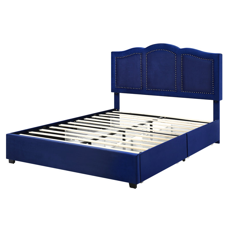 Lirette Upholstered Platform Storage Bed, Queen, Navy