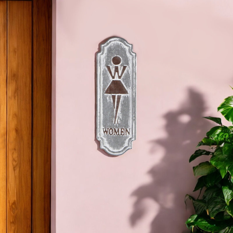 Décoration murale en métal pour femme 12 po x 4 po grise et brune