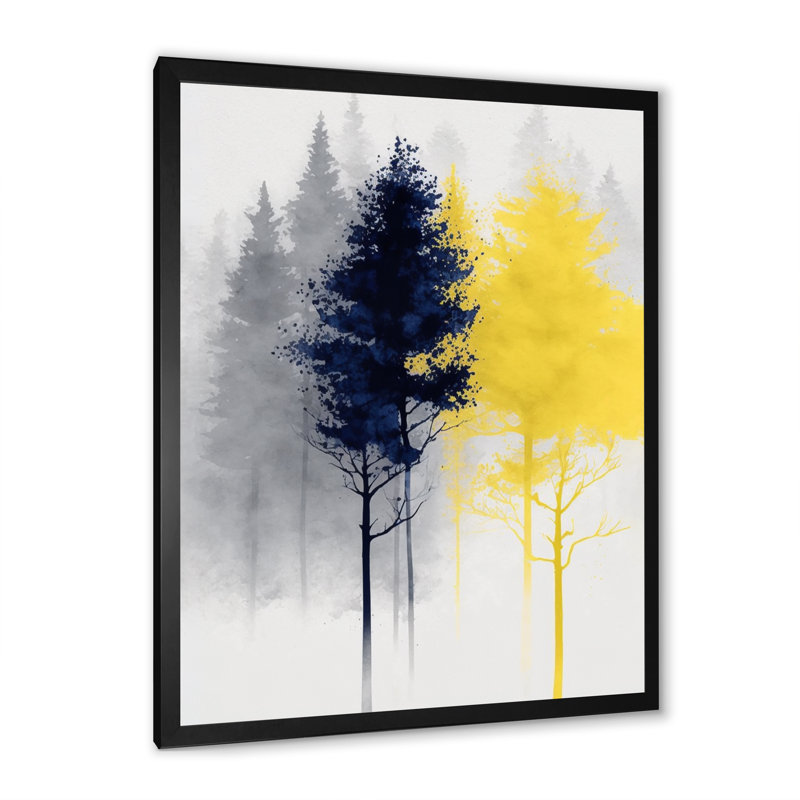 Forêt jaune majestueuse I - arbre, art mural, salon, L 24 po x H 32 po, Cadre photo noir
