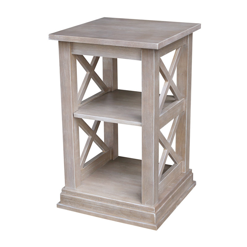 Rossitano Solid Wood End Table, Washed Gray Taupe