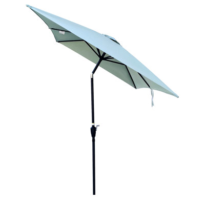 Parasol de patio extérieur 6 x 9 pi, auvent avec manivelle et inclinable, pour parasol extérieur de piscine de 9 pi x 6 pi, mât en acier rouille, jardin d'eau