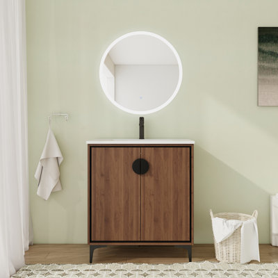 Hallgrimur 30.07'' Single Bathroom Vanity with Ceramic Top