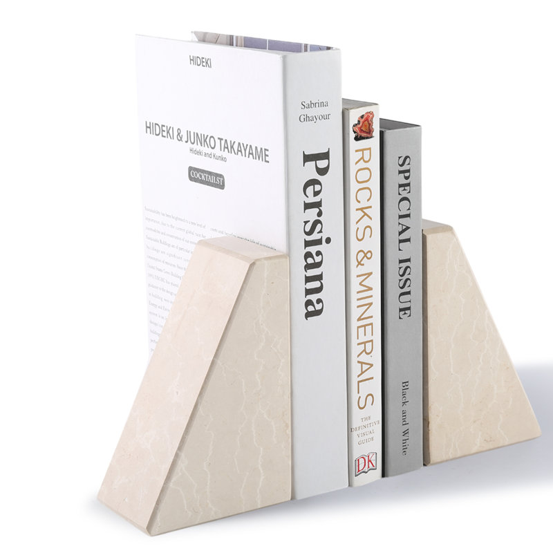 Serre-livres en marbre (ensemble de 2), Beige clair, H 2,54 po x l 5,93 po x P 3,98 po