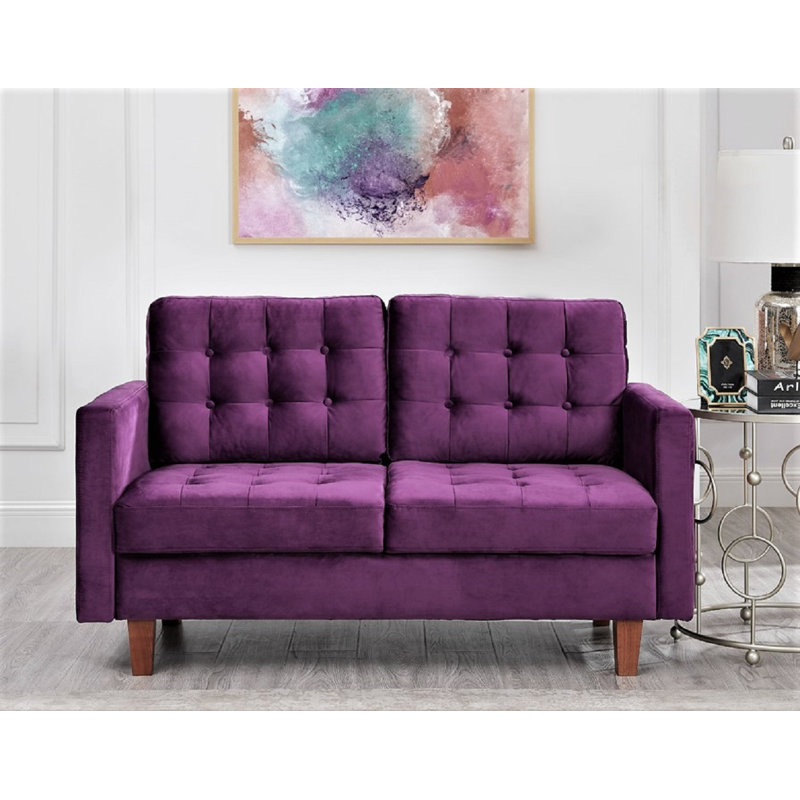 Cumbria 58'' Velvet Loveseat, Purple