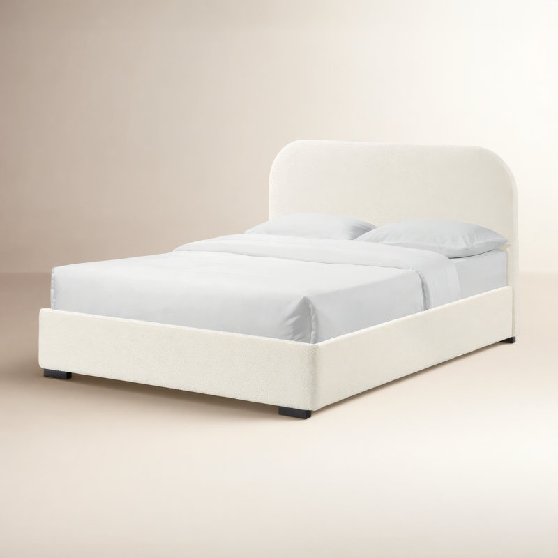 Reigen Platform Bed, Queen, White Boucle