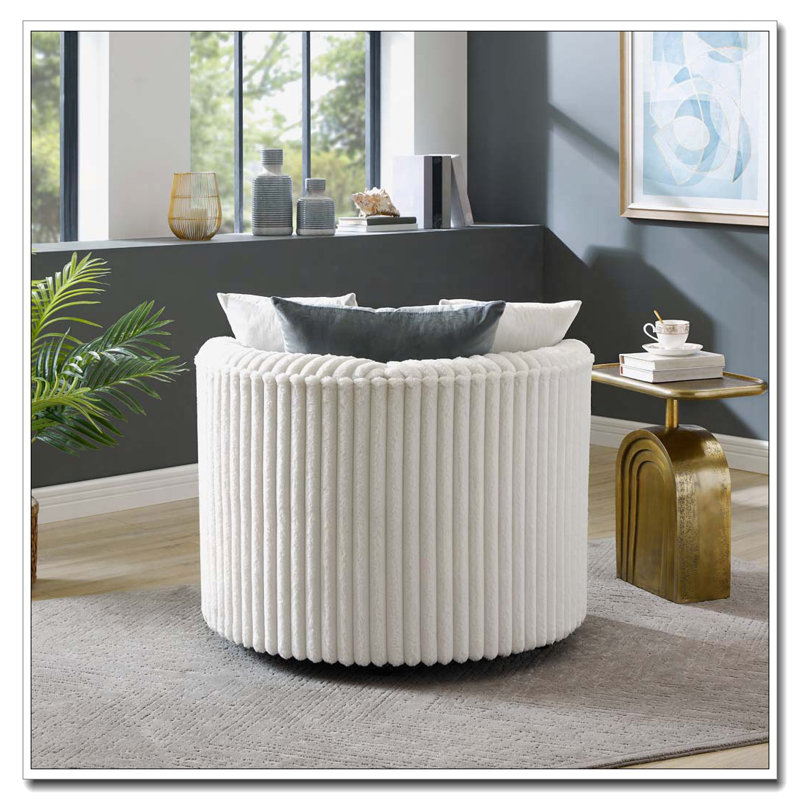 Fauteuil d'appoint rembourré en velours côtelé avec roulettes Plush
