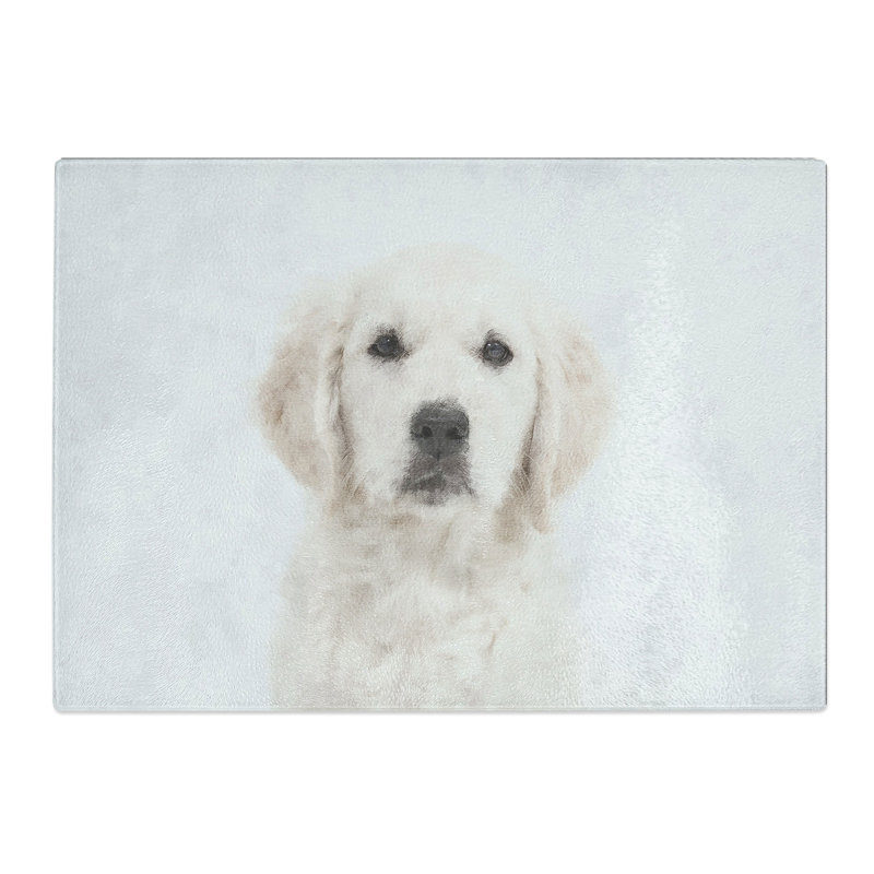 Tempered Glass Golden Retriever Puppy Chopping Board, 20 cm x 28.5 cm