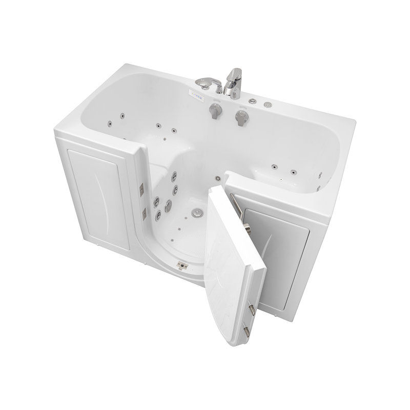 Ella Tub4Two 32"x60" Hydro + Air Massage w/ Independent Foot Massage Acrylic Two Seat Walk in Tub, Right Outswing Door, 2 Piece Fast Fill Faucet, 2" Dual Drains