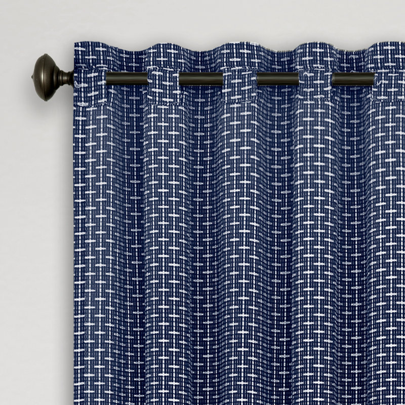 Bonamy Abstract Line Design Valance Curtains, Small Curtain for Windows Decor, 58 x 13 inches, Navy