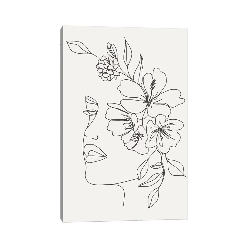 «Woman With Flowers» par - Toile tendue, H 12 po x l 8 po x P 0,75 po