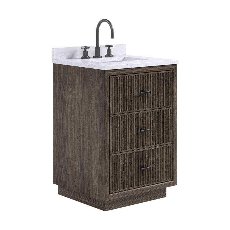 Rhett Vanity, Espresso Oak, 24" W, Carrara Marble