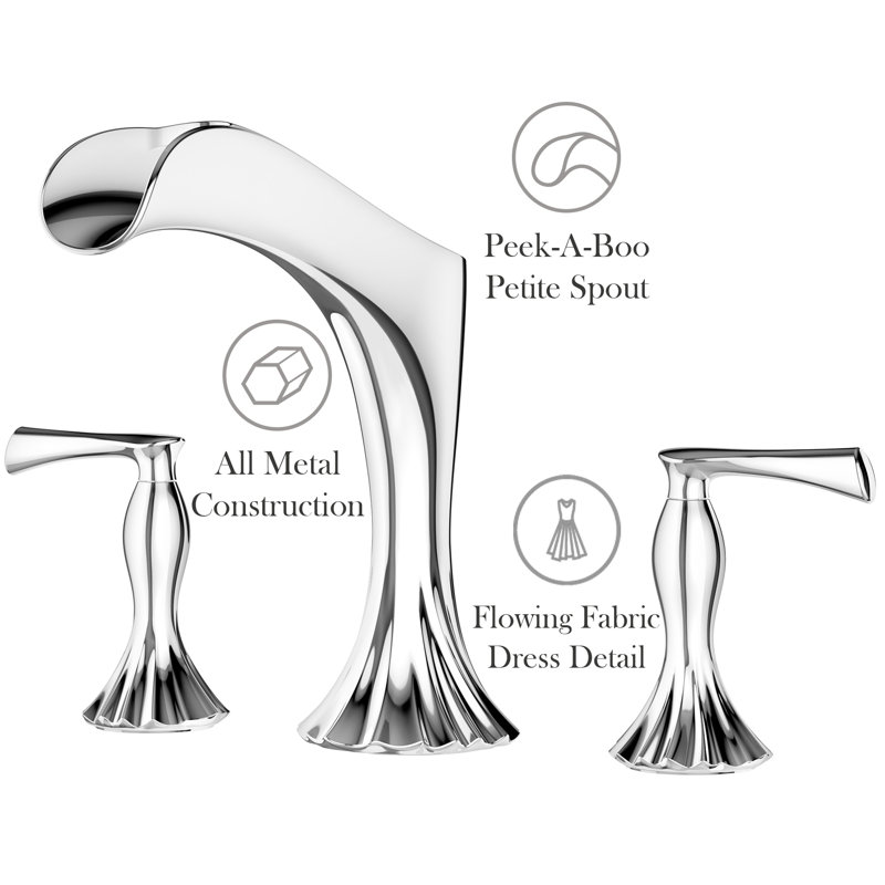 Garniture de robinet de baignoire romaine à fixation sur plateau à poignées doubles Rhen, Chrome poli