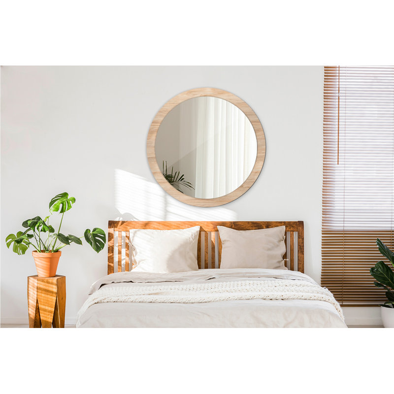 Huldar Glass Flat Wall Mirror, 90cm H x 90cm W, Beige