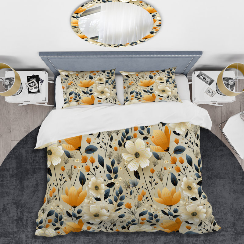 Literie White Blossoms In Paradise III, Housse de couette simple + 1 taie décorative stan