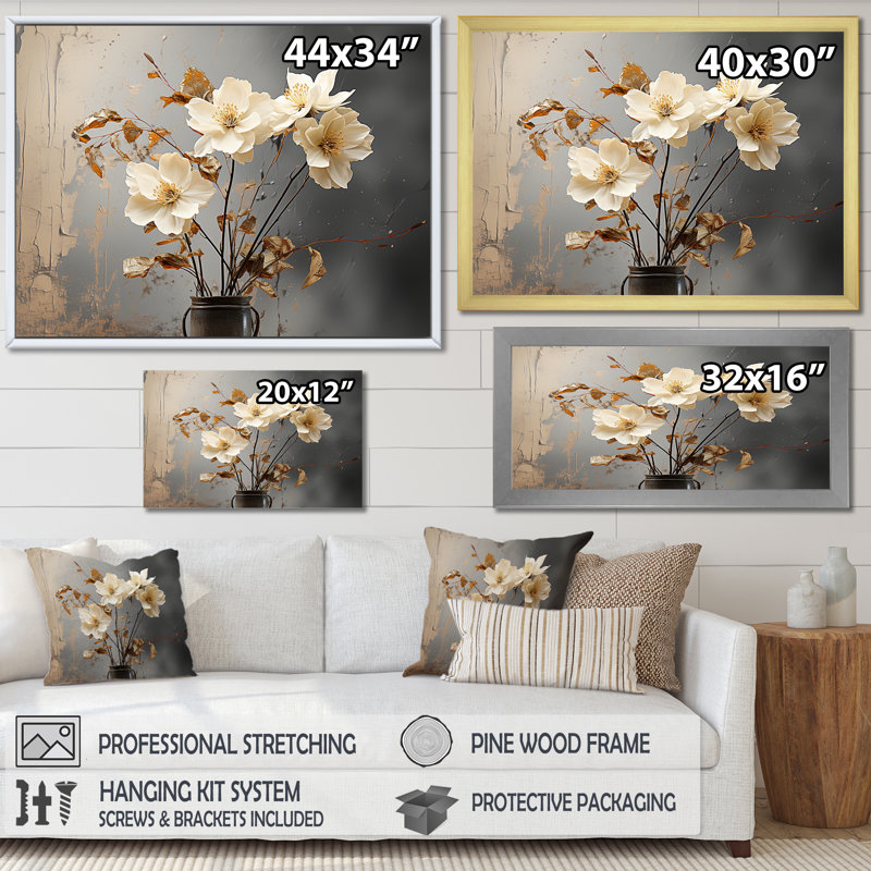 " Vintage Nostalgia Daffodils I ", Wrapped Canvas, 16" H x 32" W x 1" D
