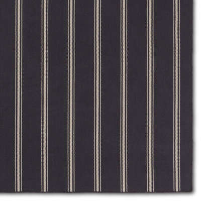 Edora Navy Ivory Hand-Loomed Striped Outdoor Rug