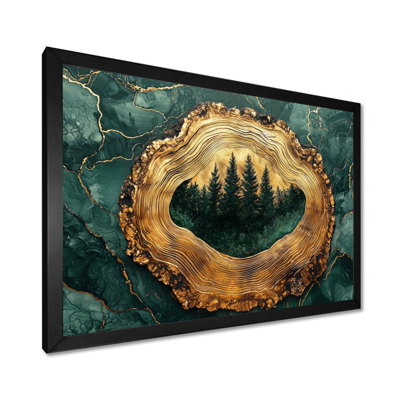 Forêt de pins sur un horizon émeraude - Décoration murale forêt, Reproduction d'une seule photo avec cadre, H 30 po x l 40 po