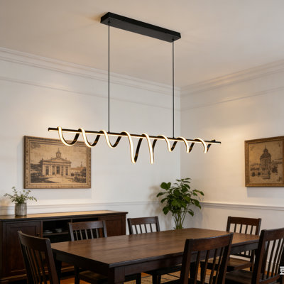 Luminaire de salle à manger à intensité variable de 51 po noir pour îlot de cuisine