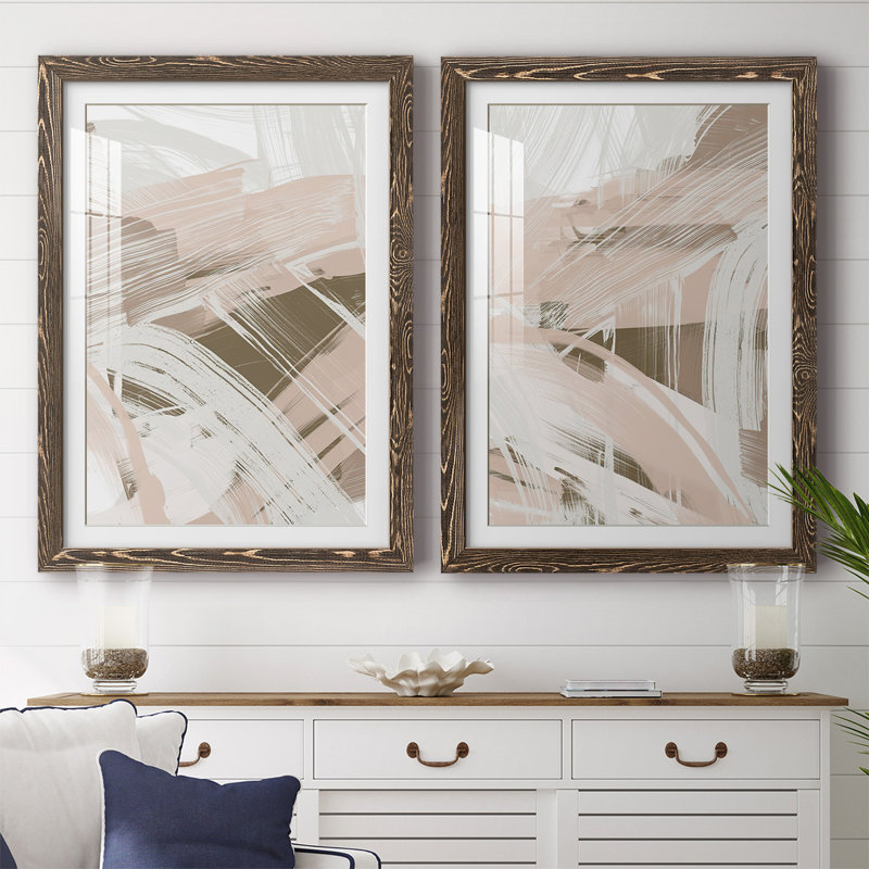 «Earthtone Swipe I», reproduction encadrée de qualité supérieure - prête à être accrochée, Noyer