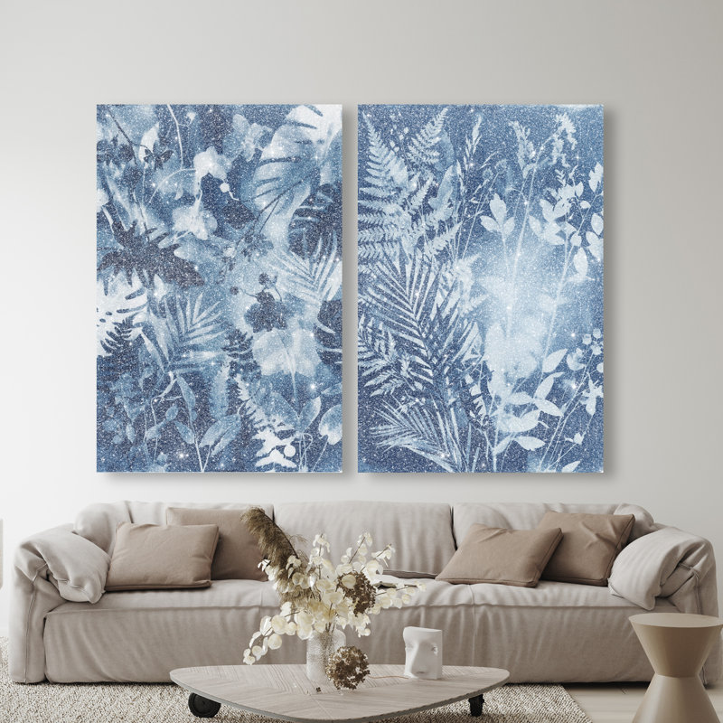 Blue Folliage Set Set by Oliver Gal, 36"H x 54"W, Gallery Wrapped
