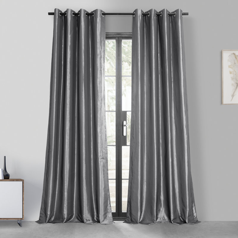 Onecre Grommet Faux Silk Blackout Curtains - Single Panel Drapes (1 Panel), Paprika, 50"W x 120"L