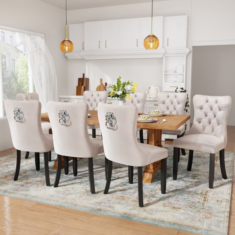 Modern Velvet Dining Chairs Dining Room Chairs Set of 8, Black, White