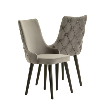 Tufted Velvet Upholstered Side Chair in Beige