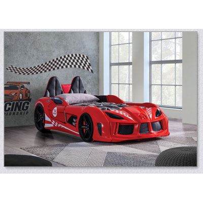 Conception de voiture de course moderne de style moderne avec deux portes magnétiques avec lumières DEL sur roues et revêtement inférieur HB