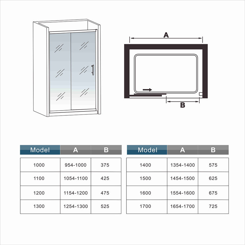 1000X1900mm Sliding Shower 8mm Easyclean Glass Door With 1000X800mm Shower Tray Waste
