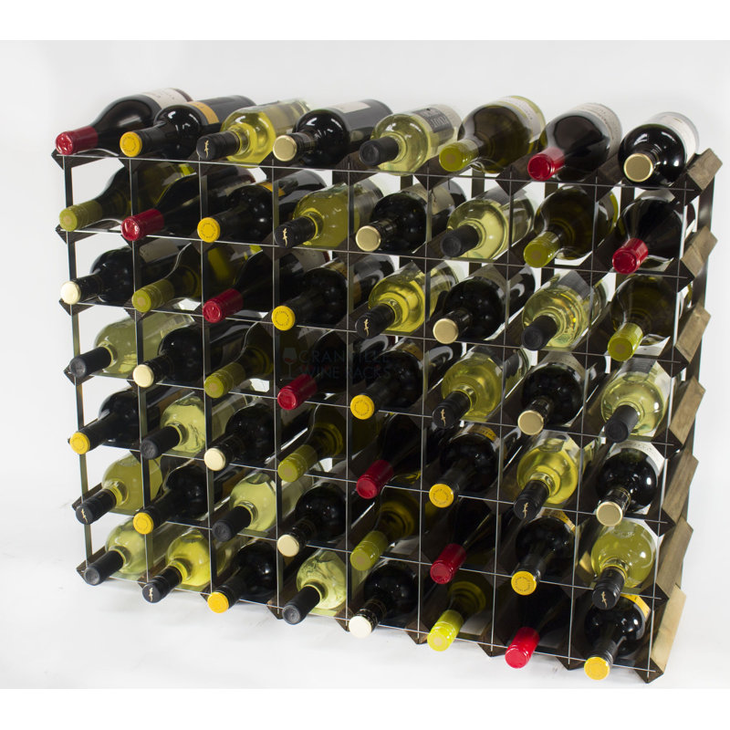 Liddle 56 Bottle Floor Wine Bottle Rack, Walnut Stained Pine / Galvanised Steel