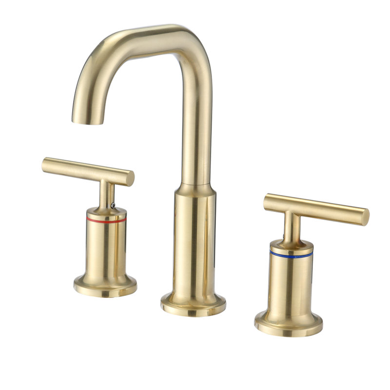 Widespread 2-handle Bathroom Faucet, Brushed Gold