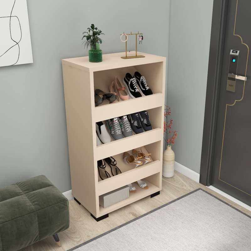 Shoe Rack 12 Pair Leslie, Beige