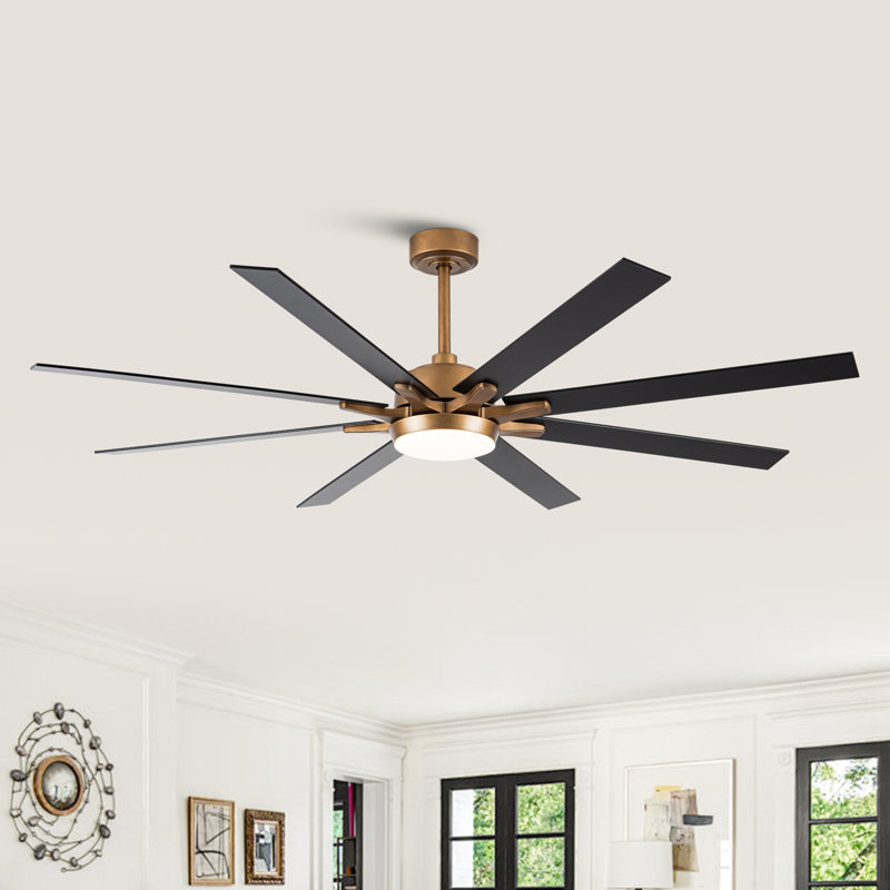 Modern 65'' Double-Sided Blade Windmill Large Ceiling Fan with Dimmable 3CCT LED Lights and Remote Control, 6-Speed Reversible DC Motor, Timer, 4"/10" Downrods, for Indoor/Covered Outdoor
