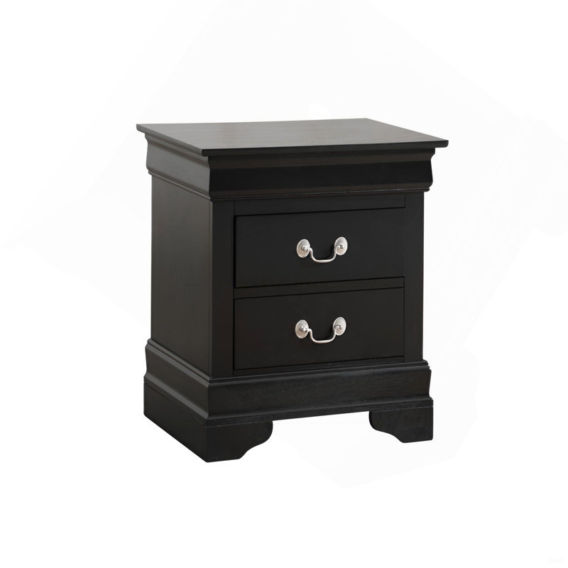 Elegant Black Traditional Nightstand, Black