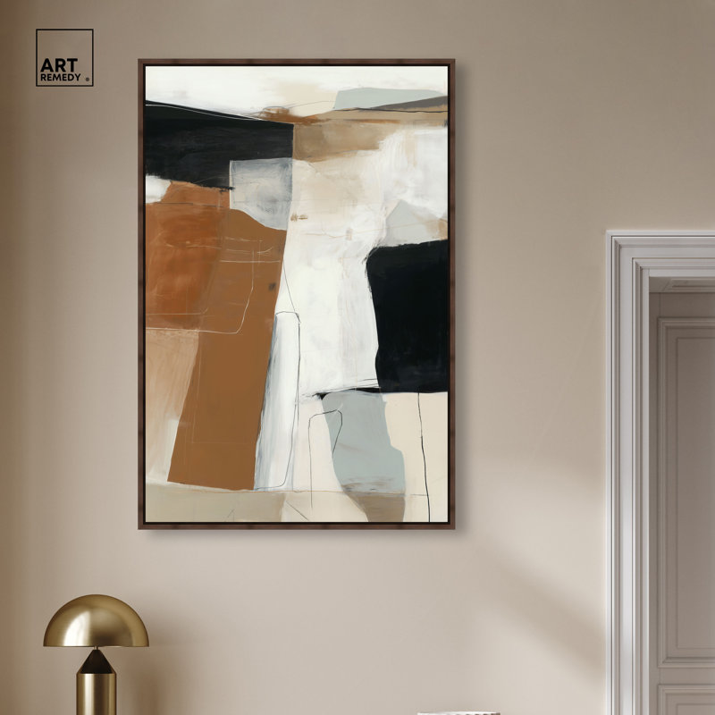 "Modern Loft III", reproduction d'art sur toile, art abstrait Boho, cadre noyer, 30 x 45, 46"H x 31"W, Walnut Frame