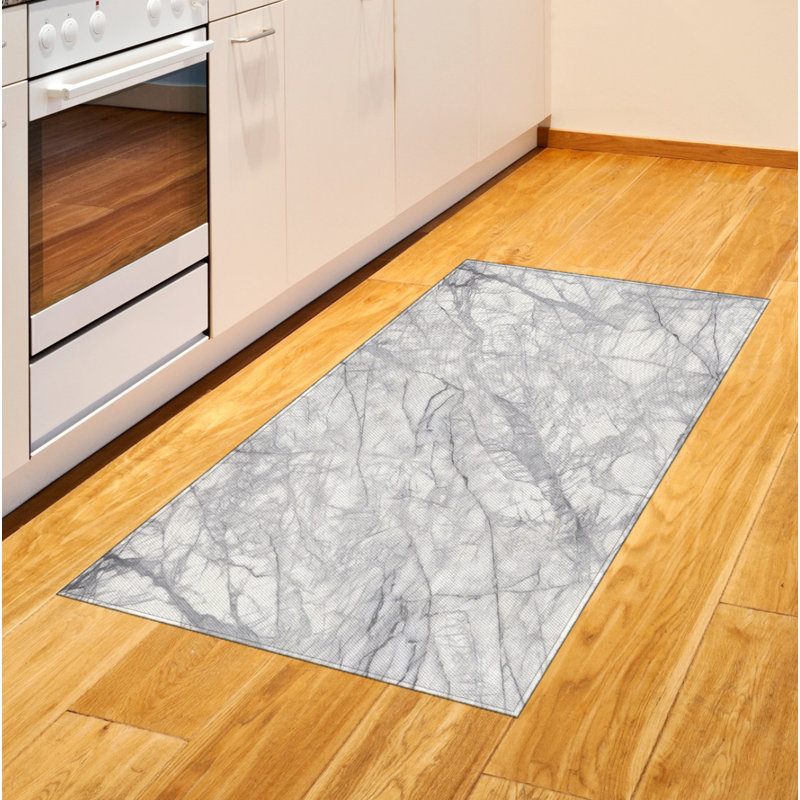 Tapis décoratif à longues fibres en polyester à haute densité de marbre, Rectangle 2 pi 7 po x 5 pi