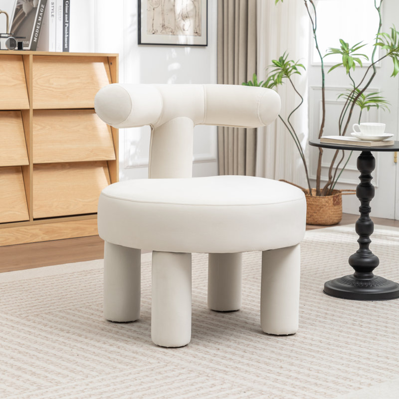 Fauteuil demi-tonneau en velours Bula, Beige