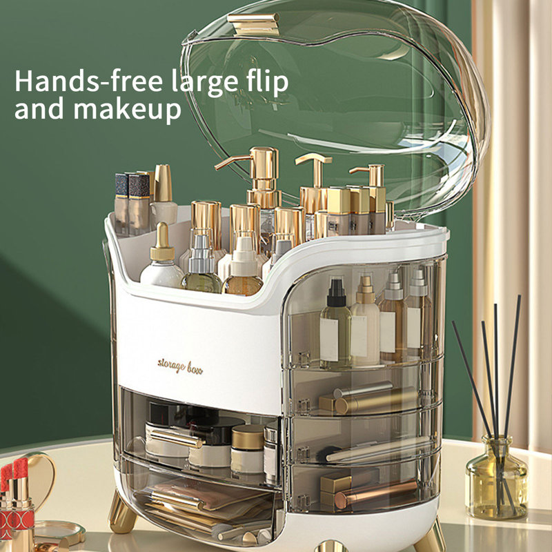 Skin Care Organiser - Large Makeup Storage Organiser With Drawers - Cosmetic Desk Storage Lotions Display Case For Dressing Room And Bedside Table