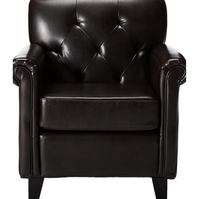 Fauteuil club en brun pour un style confortable avec revêtement en cuir
