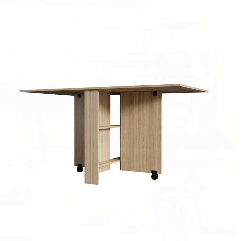 Folding Dining Table with Wheels and Storage Racks